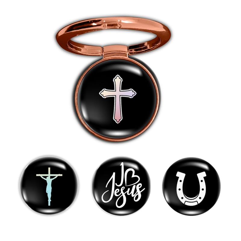 Image of 4-in-1 Metallic Mobile Back Ring Holder | Strong Grip for Phone & Back Cover | 4 3D Logo Magnets | 360 Adjustable Stand