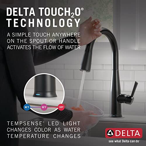 Image of Delta Faucet Essa VoiceIQ Touchless Kitchen Faucets with Pull Down Sprayer, Smart Faucet, Alexa and Google Assistant Voice Activated, Kitchen Sink Faucet, Matte Black 9113TV-BL-DST