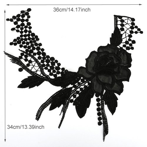 Black Rose Embroidery Beautiful Lace Collar Hollow Out Chest Lace Decoration Fabric for Sewing Supplies Crafts
