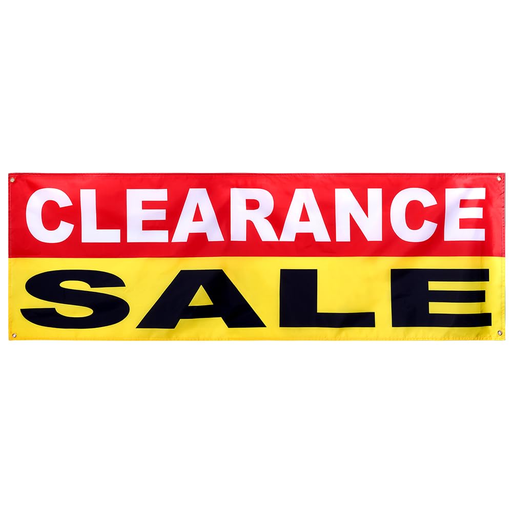 WADORN 2x6 Feet Clearance Banner Store Sale Sign with Metal Grommets, Reusable Weatherproof Polyester Banner Outdoor Indoor Signs for Retail Store Garage Market Advertising Business