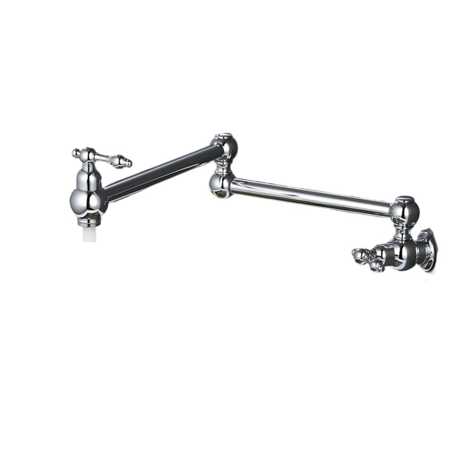 ZQFHSX Kitchen Sink Faucet Brass Chrome Single Cold Hole Swinging Spout Wall Mounted Pot Filler Tap for Most Scenarios