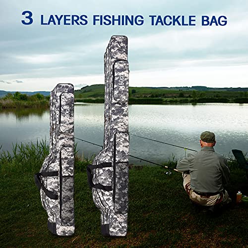 doorslay Fishing Bag Portable Folding Fishing Tackle Storage Bags Oxford Fishing Rod Case Fishing Pole Bag Carry Organizer Outdoor Waterproof for Fishing Camping Hiking Traveling - Image 4