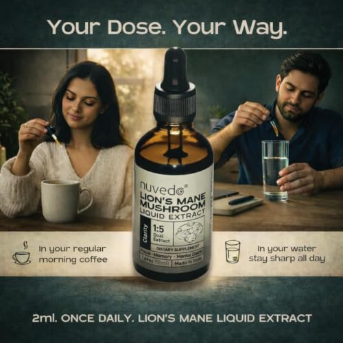 Image of Nuvedo Lions Mane Mushroom Liquid Extract | 10 mL | 1:5 Dual Extract