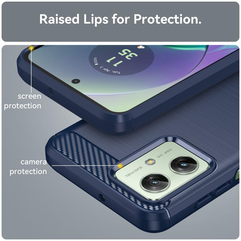 Image of Hybrid Carbon Fiber Back Case for Motorola Moto G54 5G / G64 5G (Blue)