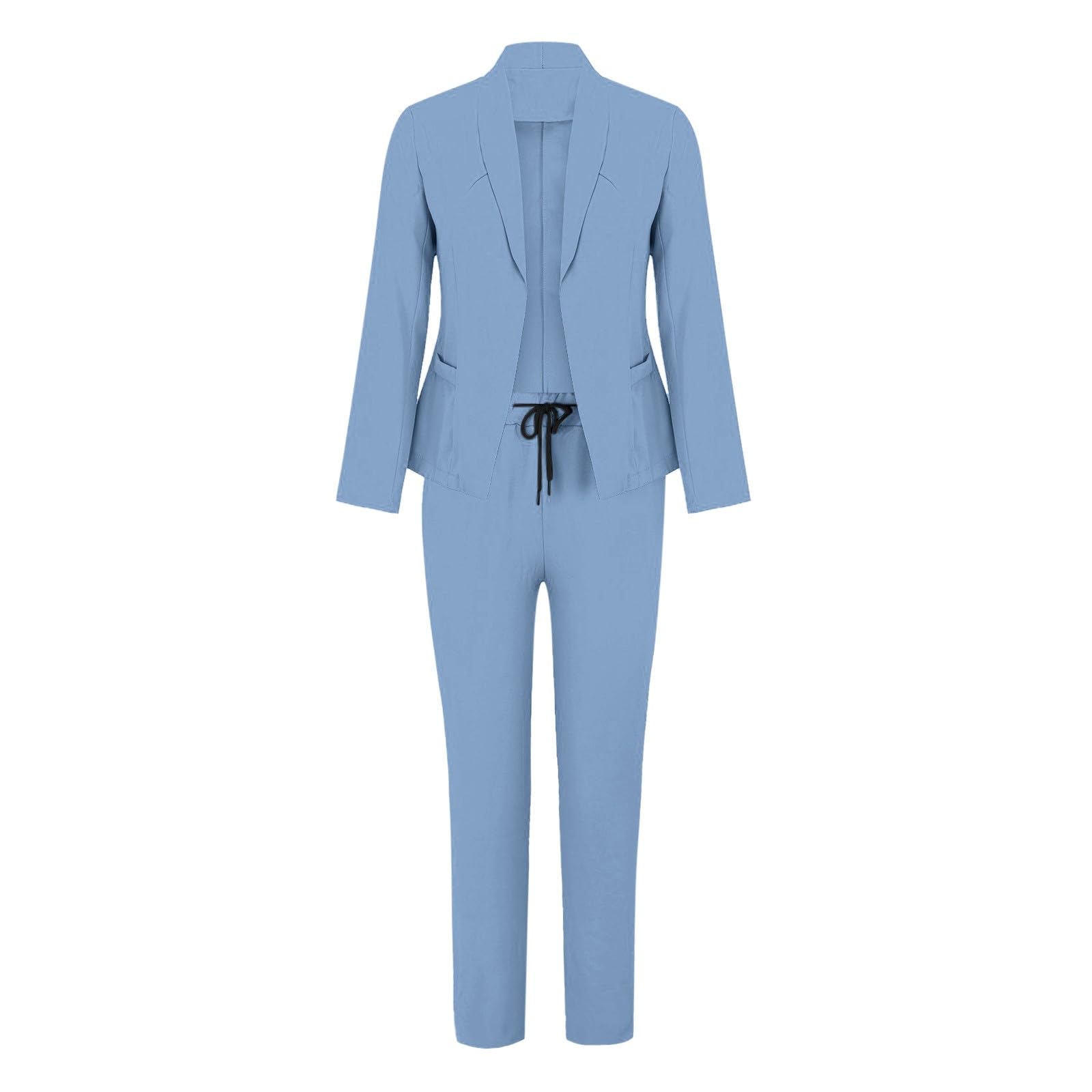 Set di 2 pezzi da donna in cotone con top e pantaloni per sport, fitness, yoga, palestra, abbigliamento chic, uscita città, ufficio, casual, elegante, moderno, A154
