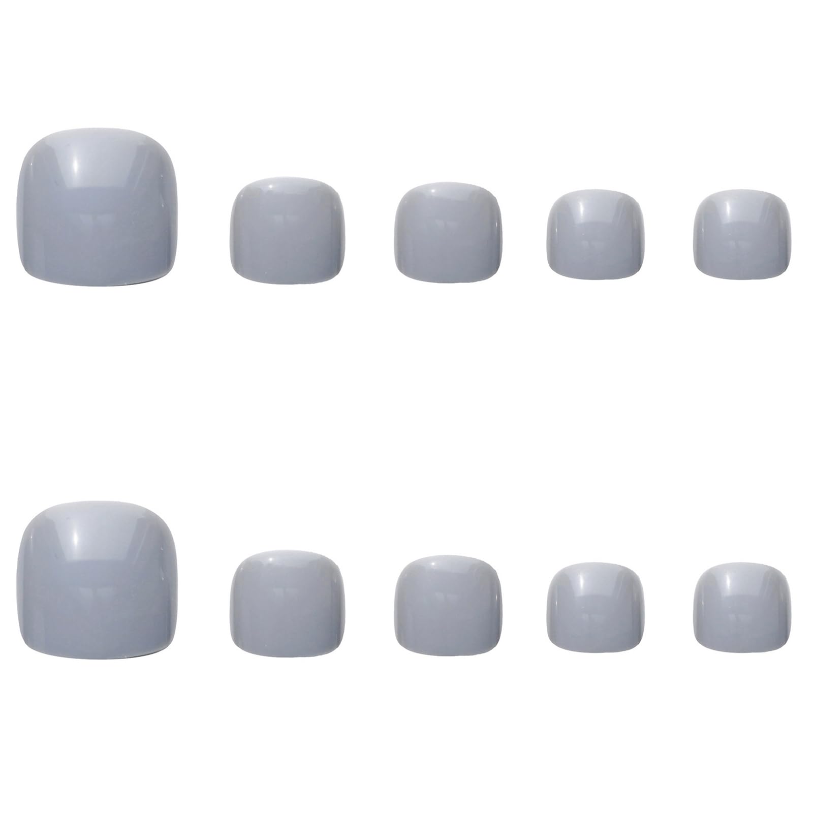 24Pcs French False Toenails, Short Square Grey Press on Toe Nails, Solid Color Cute Summer Fake Toe Nails - Image 3