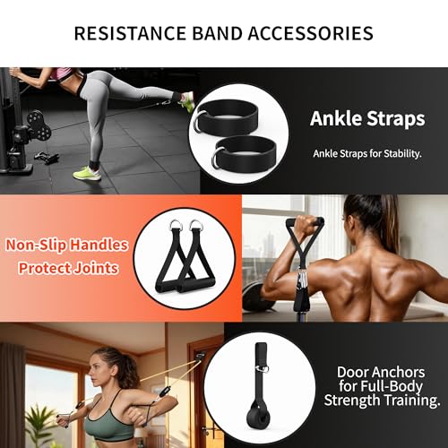 Image of Resistance Bands Set with Handles, Exercise Bands for Working Out, Home Gym Workout Bands, Fitness Equipment for Men & Women Strength Training -fu