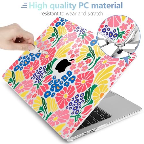 Image of MEEgoodo for M5 /M4 /M3 /M2 MacBook Air 15 inch Case 2026 2025 2024 2023, Case Fit Model (A3448 /A3241 /A3114 /A2941) for MacBook Air 15.3 inch, Groovy Flower