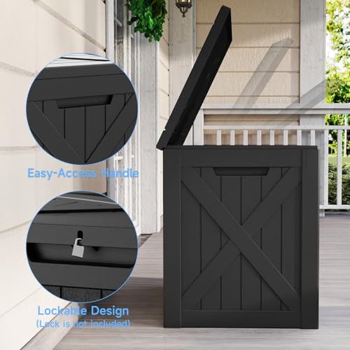 Image of 40 Gallon Outdoor Storage Box Waterproof, UV Resistant Resin Deck Box for Patio Furniture, Outside Storage Box for Garden Tools, Patio Cushions, Black