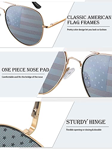 Frienda 6 Pairs American Patriotic Flag Beach Sunglasses, Classic USA Sunglasses with Red, Blue, and White Pattern, 3 Frame Colors (Gold, Black, Silver), UV Protection Coating, Unisex Adult4
