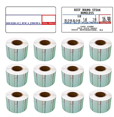 CAS LST-8000 Printing Scale Label, 58 x 30 mm, Non-UPC, 12 Rolls Per Case