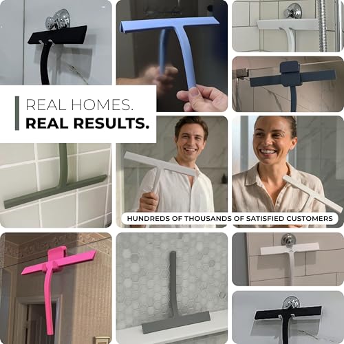 Image of GUTEWERK Shower Squeegee for Glass Doors, Silicone Window Squeegee, Bathroom and Glass Cleaning - White - 9 Inch