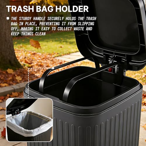 Image of Dog Poop Trash Can Outside 2.7Gal Dog Waste Trash Can with Lid Odor Control | Outdoor Trash Can with Lid Foot Pedal, Outdoor Dog Poop Trash Can with 20 Bags,Pet Waste Trash Can with Lid Soft Close, Black