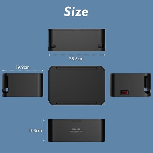 Miniatura 4 de Regletas de alimentación con caja de gestión de cables, protector de sobretensiones con 8 tomas, 3 puertos USB con control de interruptor, cable de