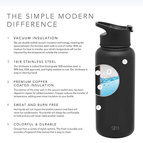 Simple Modern 14 Ounce Summit Water Bottle - Travel Mug Stainless Steel Tumbler Flask +2 Lids - Wide Mouth Double Wall Vacuum Insulated Leakproof -Autumn Orange - Thumbnail 6