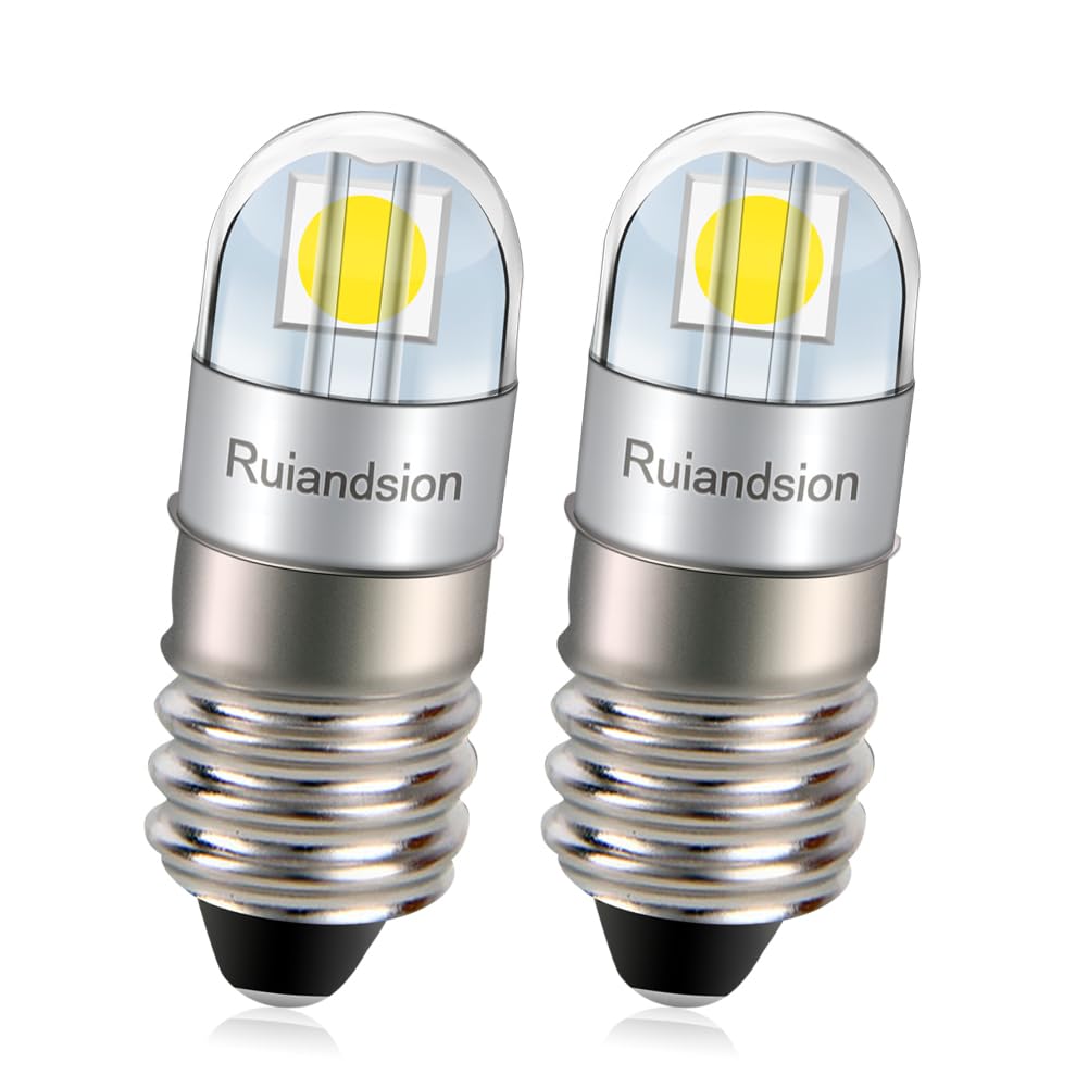 Ruiandsion E10 LED Bulb 9V Non Polarity 3030 2SMD Chip Miniature Screw Indicator Bulb Replacement for Headlamps Flashlights Bike Work Lights Microscope Lamp Pack of 2 — image 1