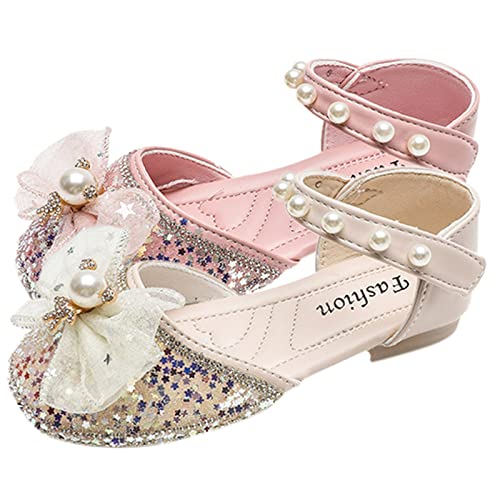 Summer Children Girls Sandals Flat Bottom Lightweight Breathable Sequin Ribbon Bow Pearl Dress High Sandals for Girls2