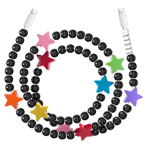 Coolden USB C Cable Type C Charger Fast Charging Cords 60W 3.3FT Stars Beaded Phone Charger Cord for Girls Women USB C to USB C Cable for iPhone 17/16/15, for iPad 10/11, for Galaxy S25/S24