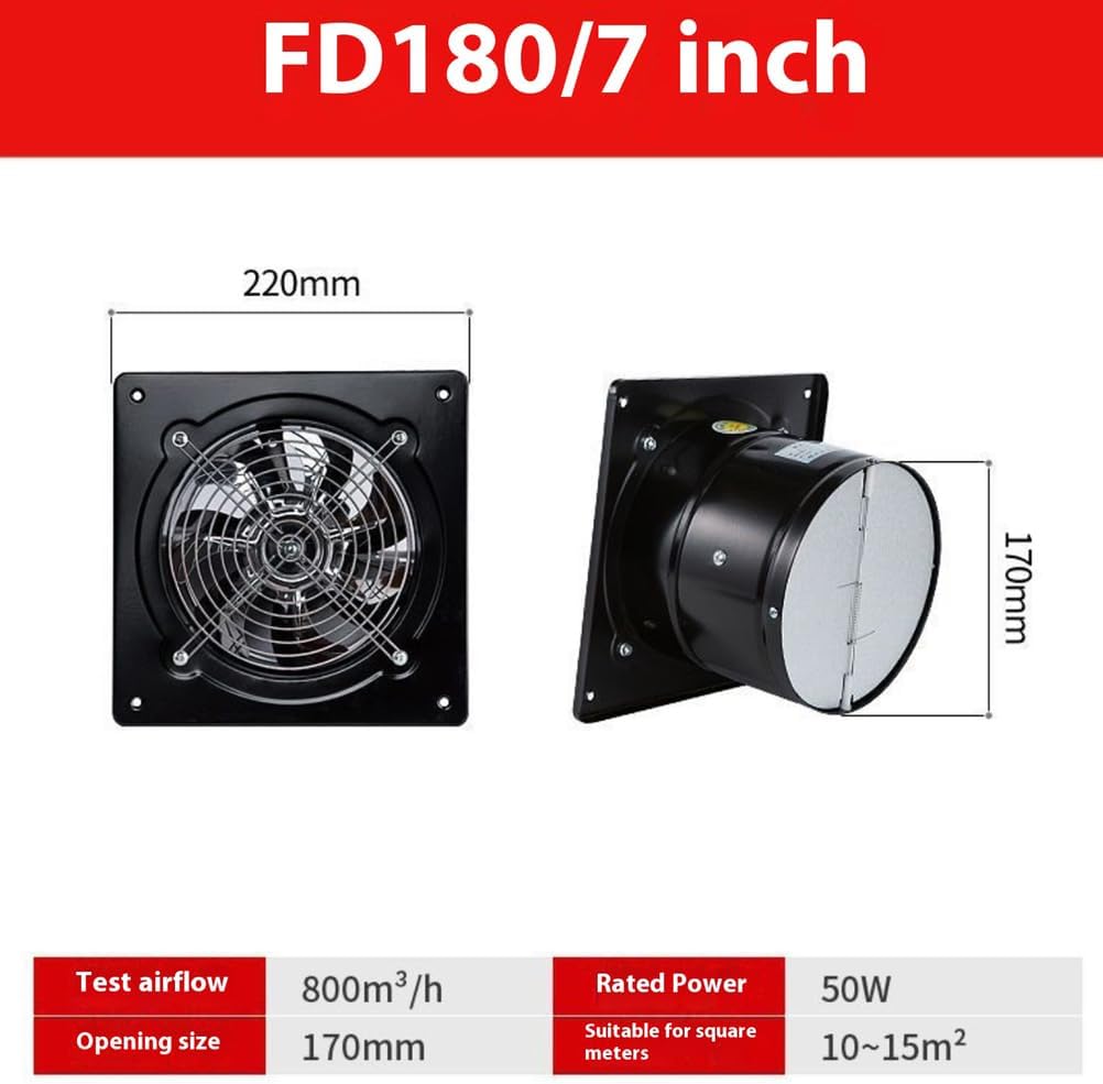 Efficient Explosion Proof Fan Industrial Axial Air Blower Fan, 7Inch Through Wall Extractor Exhaust Ventilation Fan Industrial Portable Air Blower Ventilato