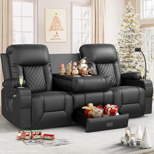 FURNIMAT Loveseat Recliner Sofa, 3 Seater Dual Reclining