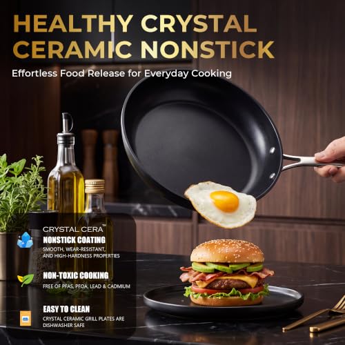 CATTLEMAN Durable Ceramic Non Stick Frying Pans, Hybrid Etched, 10" & 11" - image 3