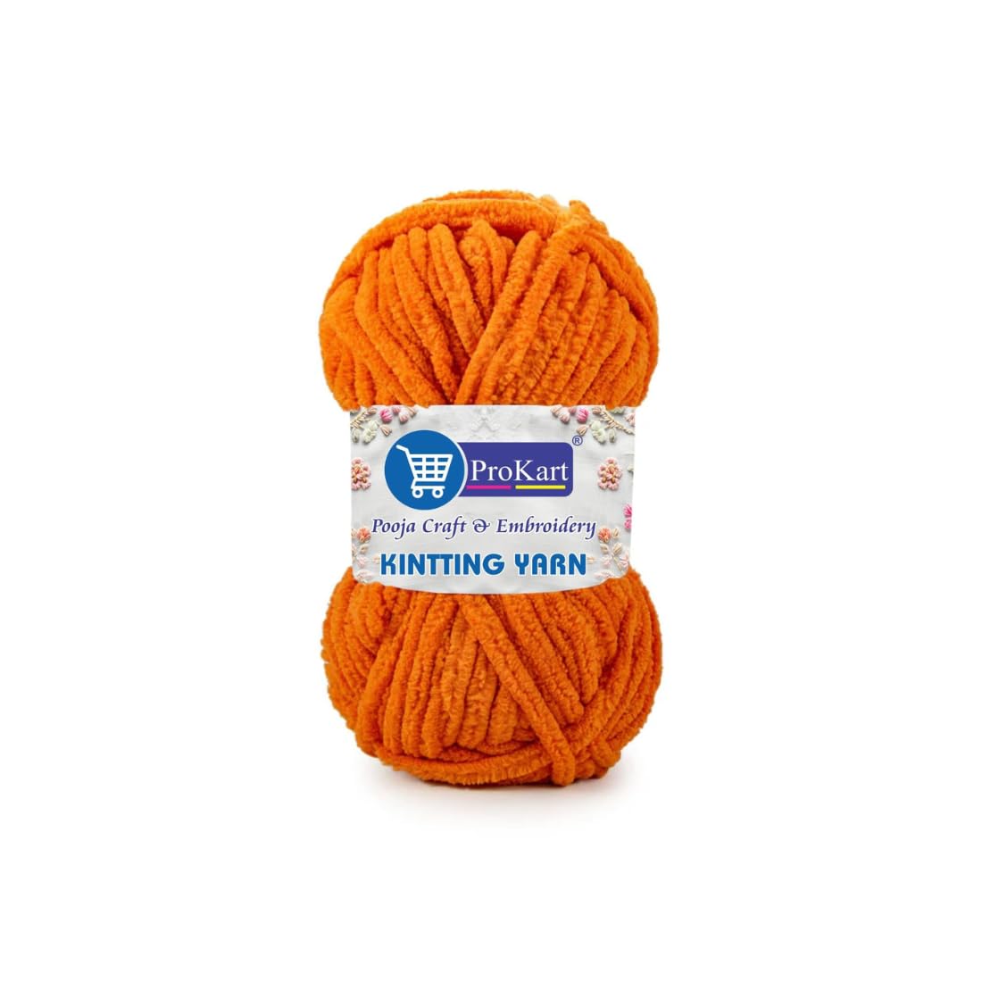 ProKart Premium Blankie Chenille Yarn, Plush & Cuddly Supersoft Thick Wool Ball for Knitting & Crochet, Baby & Adult Blankets, Sweaters, Caps, Scarves & Throws, Dark Orange, 100g