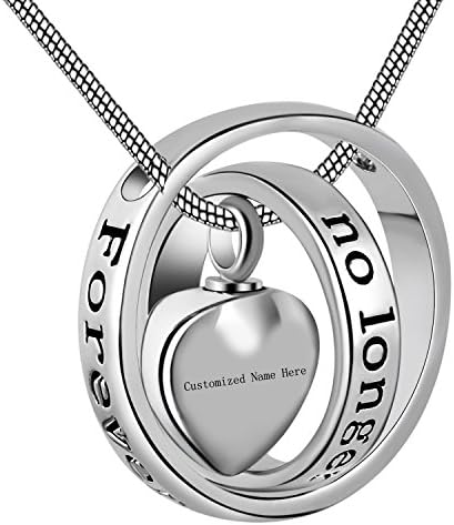 Cring Coco Womens&Mens No longer by my side,forever in my heart carved locket cremation Urn necklace for mom & dad (Customized Name)