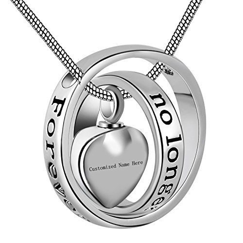 Cring Coco Womens&Mens No Longer By My Side,Forever In My Heart Carved Locket Cremation Urn Necklace For Mom & Dad (Customized Name) #TOP23