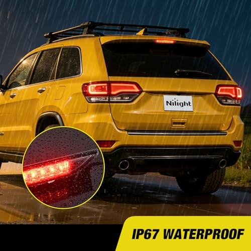 Image of Nilight Third Brake Light Tail High Mount 3rd Stop Lights Smoked Lens for Dodge Caliber 2007-2012 Durango 2011-2017 Jeep Cherokee 2011-2017 Compass 2007-2016 Van SUV Rear Center Cab Lamp