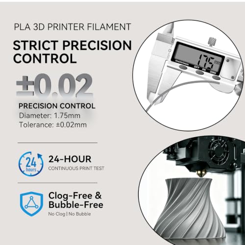Image of Kingroon PLA 3D Printer Filament, Dimensional Accuracy + /- 0.02 mm, 1 kg Spool(2.2lbs), 1.75 mm，Grey