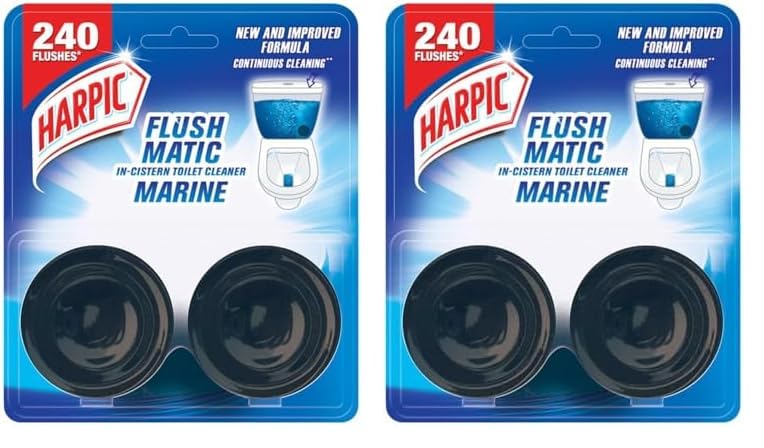 Image of Harpic 100 gm - Marine, Flushmatic In-Cistern Toilet Cleaner Blocks | Suitable for Toilet Bowls (Pack of 2)