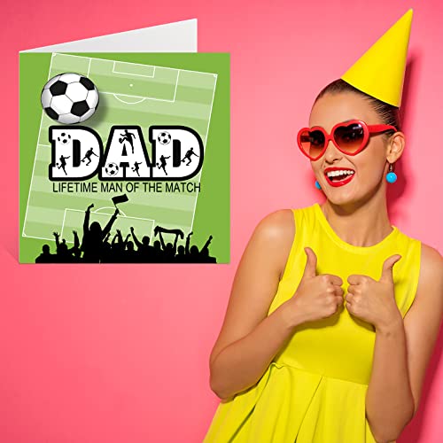 Soccer Birthday Cards for Dad - Top Flight - Happy Birthday Card for Dad from Son Daughter, Father Birthday Gifts, 5.7 Inch Footy Football Fathers Day Greeting Cards Gift for Daddy Papa - Image 8