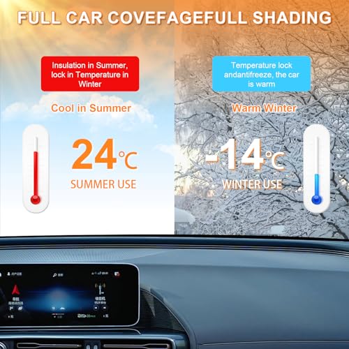 Image of AUQDD 6-Layers PEVA New Material Sedan SUV Full Padded Car Cover Waterproof All Weather Weatherproof UV Sun Protection Snow Dust Storm Resistant Outdoor Exterior Custom Form-Fit Straps 165 inch-179 inchOrange