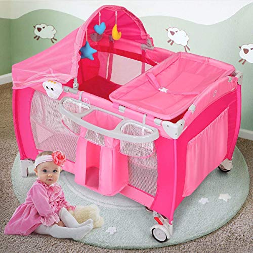 Costzon Baby Playard, 3 in 1 Multifunction Foldable Reversible Napper and Changer