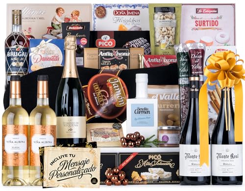 Cesta de Navidad con Jamón Gourmet 2025 (Lote 309) · Con Jamón Reserva, Vino, Cava Pago, Ron, Dulces Selectos y Tarjeta Personalizable · Regalo Corporativo, Familiar o Personal Ideal