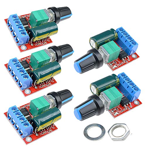Aideepen 5個 スピードコントローラー ミニ DC モーター扇風機 PWM モーター速度コントローラ 5A 20kHz DC 4.5V-35VスイッチLED調光器DC電源 4.5V 5V 6V 12V 24V…