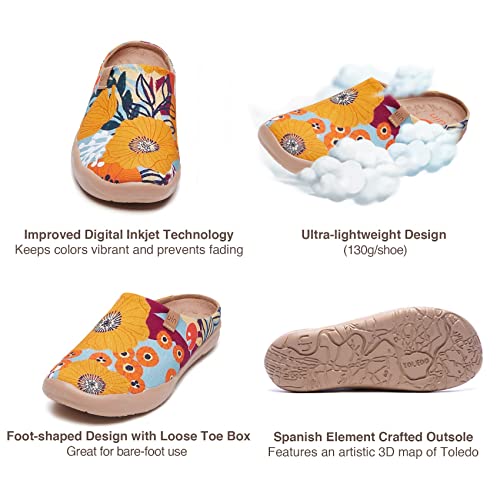 Image of UIN Slipper Woman Travel Art Painted Shoes Wide Toe Casual Home Slip On Mules Malaga