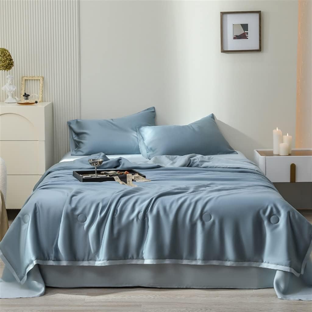 クールキルト テンセル エアコン キルト 4ピース アイスシルク エアコンキルト 薄手キルト (カラー: ブルー、サイズ: 220