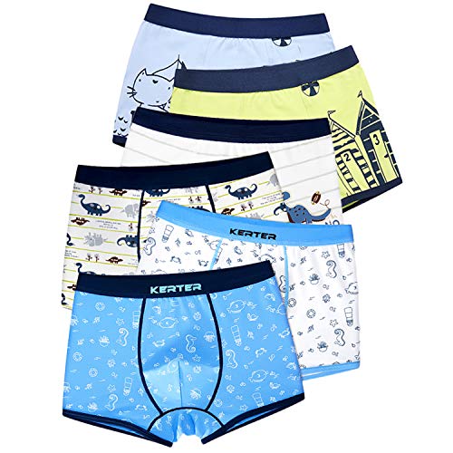 Adorel Boxer Intimo Mutande Bambini Ragazzi Confezione da 6 Blu Dinosauri 7-8 Anni (Dimensione del Produttore 130)
