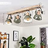 Lampa sufitowa Orny, 4 reflektory sufitowe z drewna i metalu w kolorze zielonym, styl industrialny/vintage, lampa wewnętrzna, 4 x E27, główki lamp są regulowane, bez żarówek