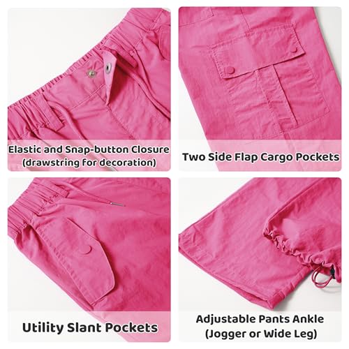 Image of Rolanko Parachute Pants for Girls Y2K Cargo Trousers with Pockets Harajuku Jogger Pants Kids 4-14 Years