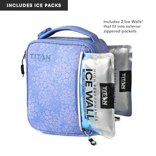 Image of Titan by Arctic Zone Fridge Cold Lunch Box, 2 Ice Packs, Blooming Daisies | Fridge cold insulated cooler bag with leak proof lining for men and women, includes 2 gel ice packs
