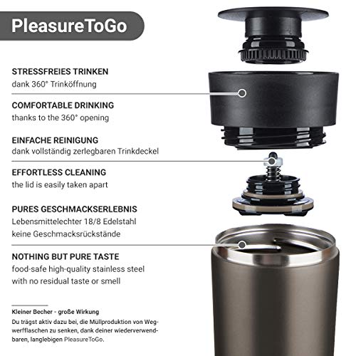 720°DGREE Termo Café para Llevar “PleasureToGo“ – 450ml - Taza térmica para Café y Té Caliente - Acero Inoxidable, Doble… - Imagen 3
