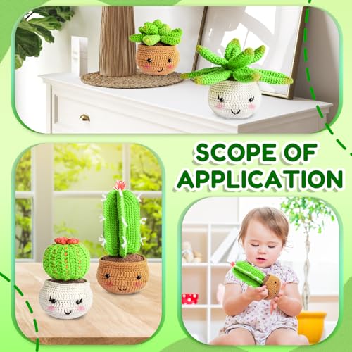 Beginner Crochet Kit for Adults Crochet Kits for Beginners 4PCS Potted Plant Crochet Kit, Crochet Gifts - Image 4