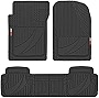 Motor Trend FlexTough Advanced Black Rubber Car Floor Mats - 3 Piece Front & Rear Trim to Fit Floor Mats for Cars Truck SUV, All Weather Automotive Liners with Traction Grips and Multiple Trim Lines