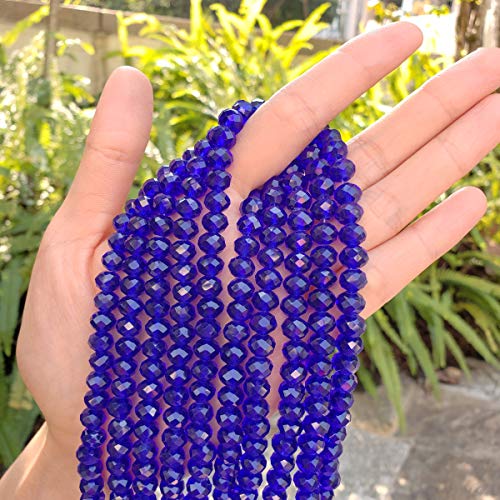 Image of 140pcs Czech Faceted Rondelle Crystal Glass Beads 8mm Bulk Cobalt Blue