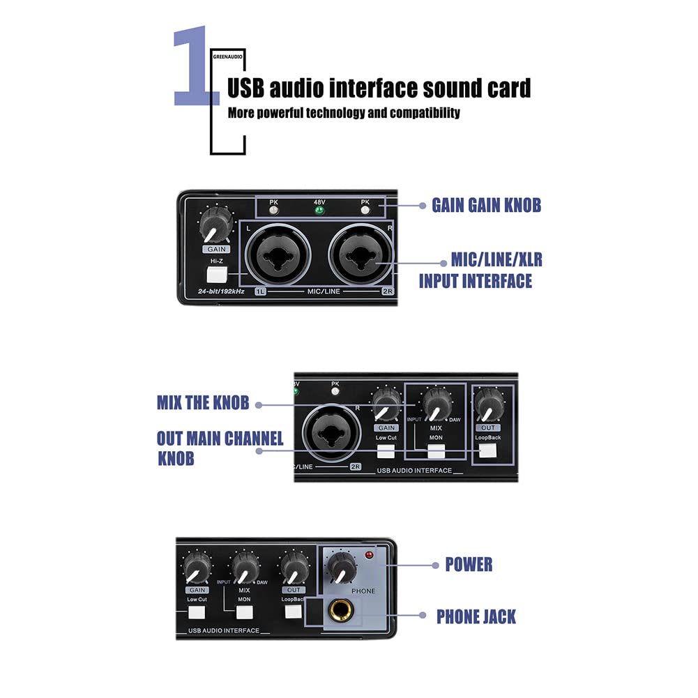 Lisher 1 scheda audio studio registrazione USB audio interfaccia professionale per registrazione audio per registrazione rosso