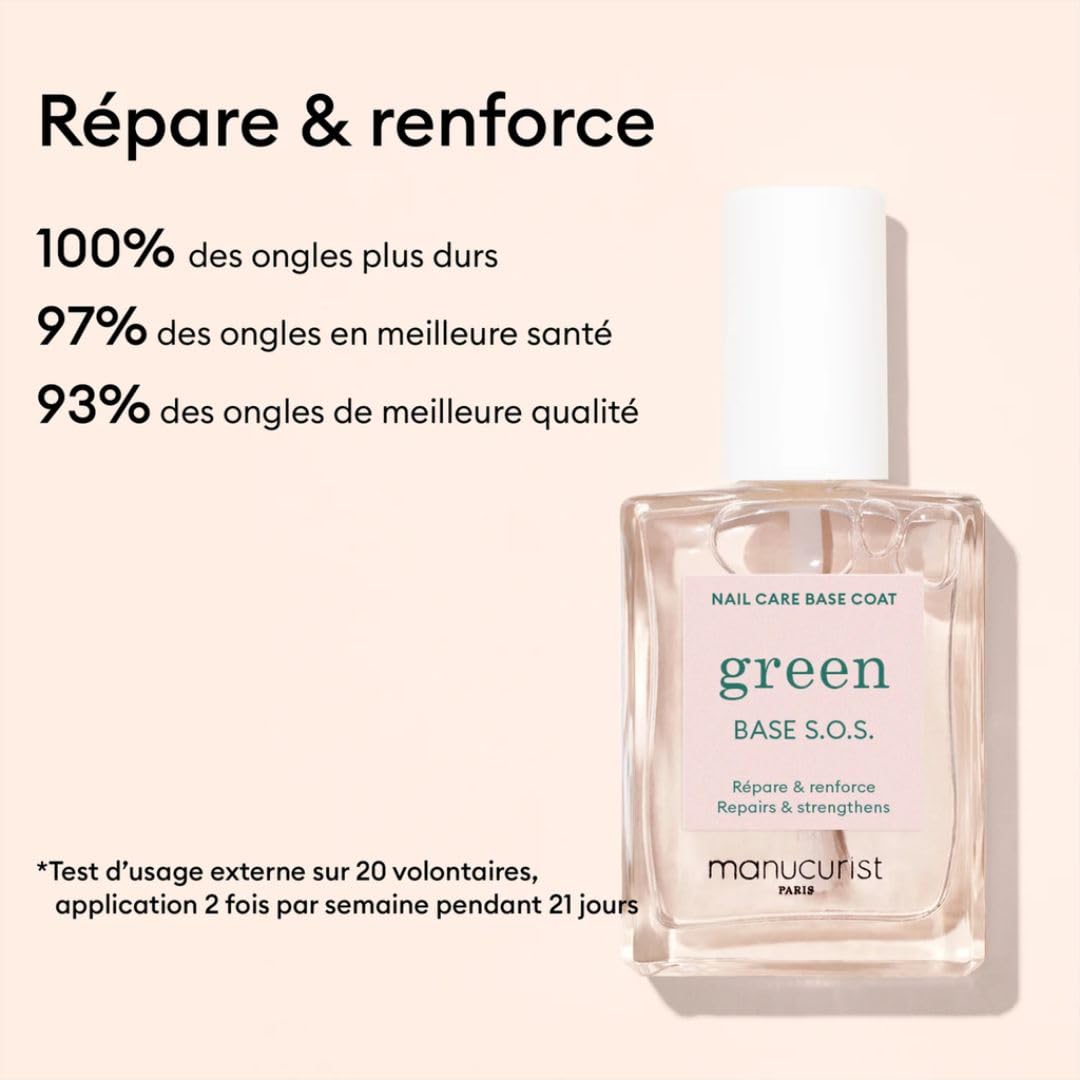 Manucurist Rescue Kit - Coffret Soins Ongles Abîmés : 1 Vernis Soin Ongle Base Traitante, 1 Masque de Nuit Réparateur, 1 Huile Cuticules Ongles - Made in France - Idee Cadeau Femme
