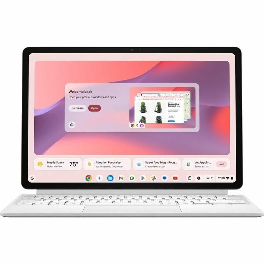 Image of Asus Chromebook CM32 Detachable CM3206 CM3206DM4A-YZ44T 12.1 inch Touchscreen Detachable 2 in 1 Chromebook - Octa-core (ARM Cortex A78 + Cortex A55) - 4 GB - 64 GB Flash Memory - Cloud Titanium