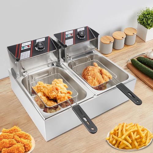 5000 W, 12 l, roestvrij staal, dubbele cilinder, elektrische friteuse, vetbakapparaat, braadpan, dubbele tank, roestvrij staal, dubbele friteuse voor catering restaurants - Afbeelding 6